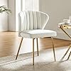 Hulala home velvet dining chair modern small vanity chair with back metal legs elegant tufted armless accent chair living room upholstered cute side chair for bedroom beauty room ivory  urban country home decor