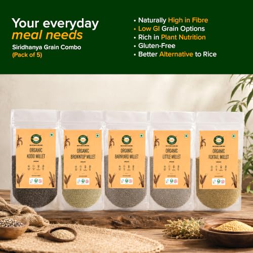 Image of Millet Amma Grain Combo, Kodo, Foxtail, Browntop, Little, Barnyard Millets, 2.5Kg Pack, 5 Pieces
