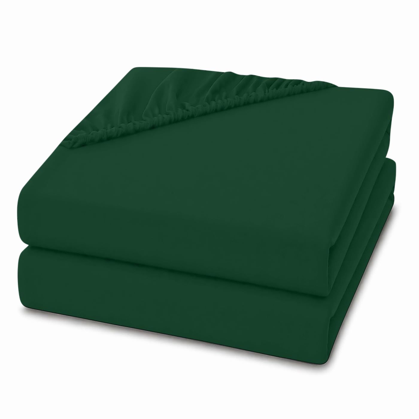 2 Pack Single Fitted Sheets 28cm Deep Pocket – Ultra Soft Comfortable Microfibre Bed Sheets, Breathable, Wrinkle, Fade & Shrink Resistant, Easy Care Bedding (Emerald Green, Single)