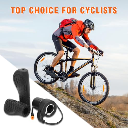 Image of Ebike Half Twist Throttle, FT76X Electric Bicycle Right Handle, Half Throttle Handle with Waterproof Plug, Ebike Modified Thumb Throttle Part for Ebike MTB Conversion Kit Parts