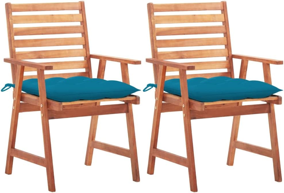 Patio Dining Chairs 2 pcs with Cushions,Director's Chair,Gravity Chair,Poolside Chairs,Beach Chairs,Featuring Slatted Design,for Lawn,Garden,Backyard,Poolside,Porch,Solid Acacia Wood