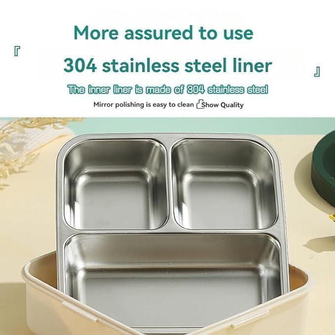 Image of YELONA 2-Layer Cartoon Shape Kids Lunch Box | Stainless Steel Inner, 3 Compartments | Airtight Leak-Proof BPA-Free Meal Box | 1120 ML + 70 ML Sauce Cup | School, Picnic Tiffin for Girls & Boys