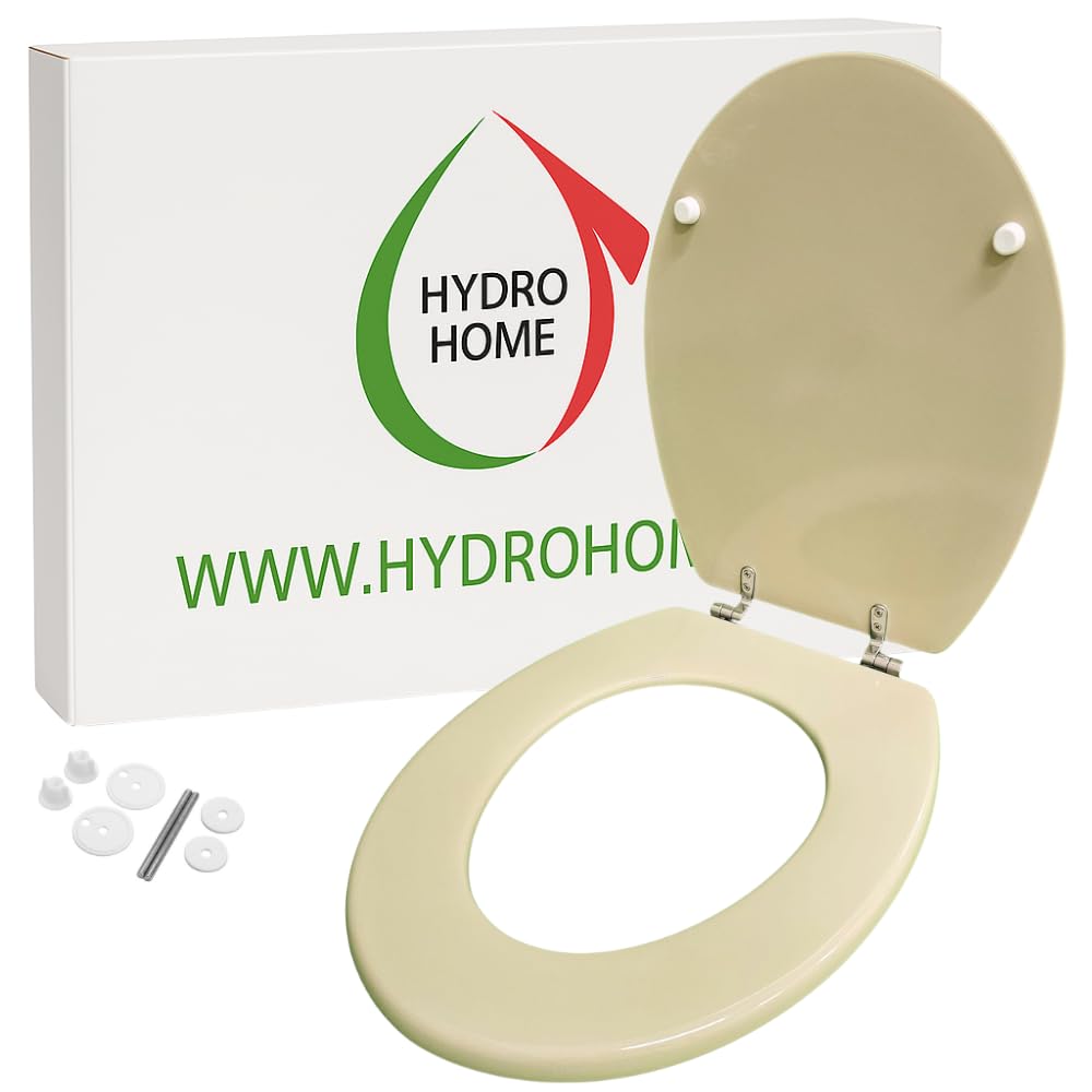 Copriwater Universale in Legno Verniciato Colore Champagne — Sedile WC Economico, Resistente e Facile da Installare, Compatibile con Vasi Standard — by HYDRO HOME