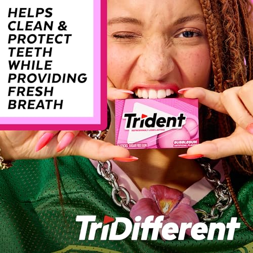 Image of Trident Bubblegum Sugar Free Gum, Travel Accessories, 12 Packs of 14 Pieces (168 Total Pieces)