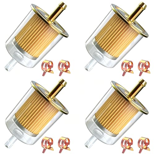 smseace 4Pcs 5/16 Inch fuel filter inline with 8Pcs Hose Clamps in line fuel filter 5/16 Inch for Motorcycles Car Trucks 5/16 Inch Inline Fuel Filter