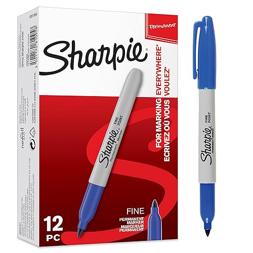 Sharpie marqueurs permanents | pointe fine | bleus | lot de 12