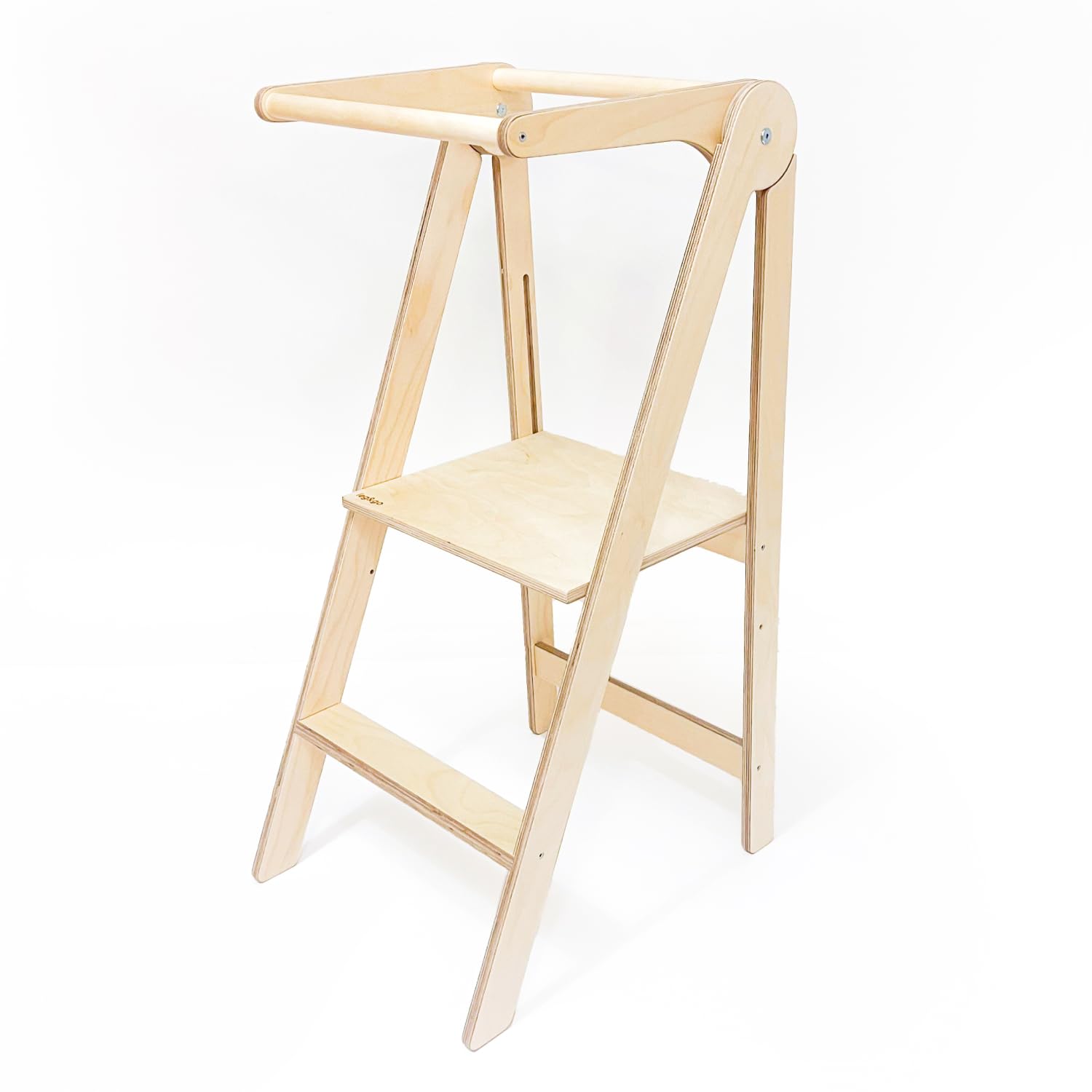 Leg&Go Montessori Folding Learning Tower with Height-Adjustable Platform - Fully Assembled and Ready to Use (Natural Wood)