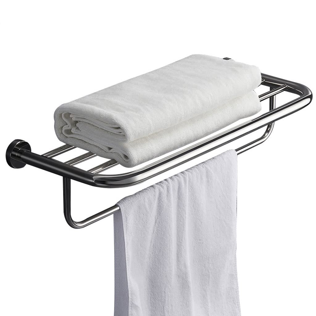 Étagère de salle de bain porte-serviette 24 pouces rUrEu en aluminium noir mat