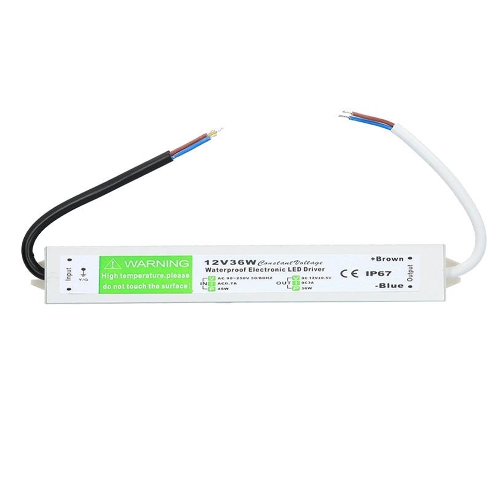Transformateur d'éclairage 90-250 V CA vers CC 12 V 36 W 3 A, adaptateur de pilote LED, alimentation à découpage extérieure en aluminium, étanche IP67