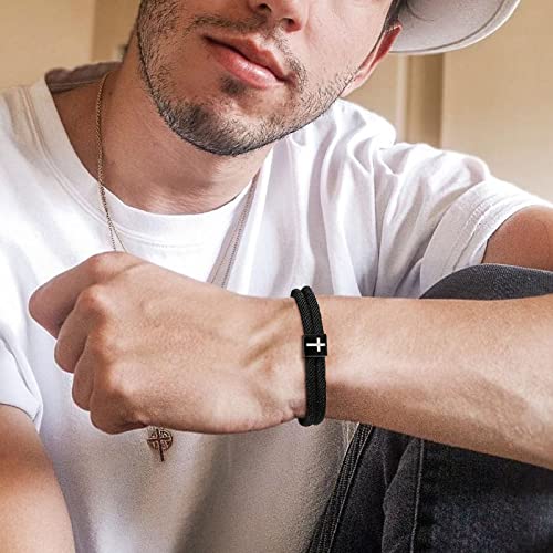 TempBeau Braided Men Rope Cross Bracelet - Adjustable Tree of Life Cord Surfing Bracelet, Handmade Nautical Navy Marine String Bracelet with Metal Knot, Easter Women Bracelets Gifts3