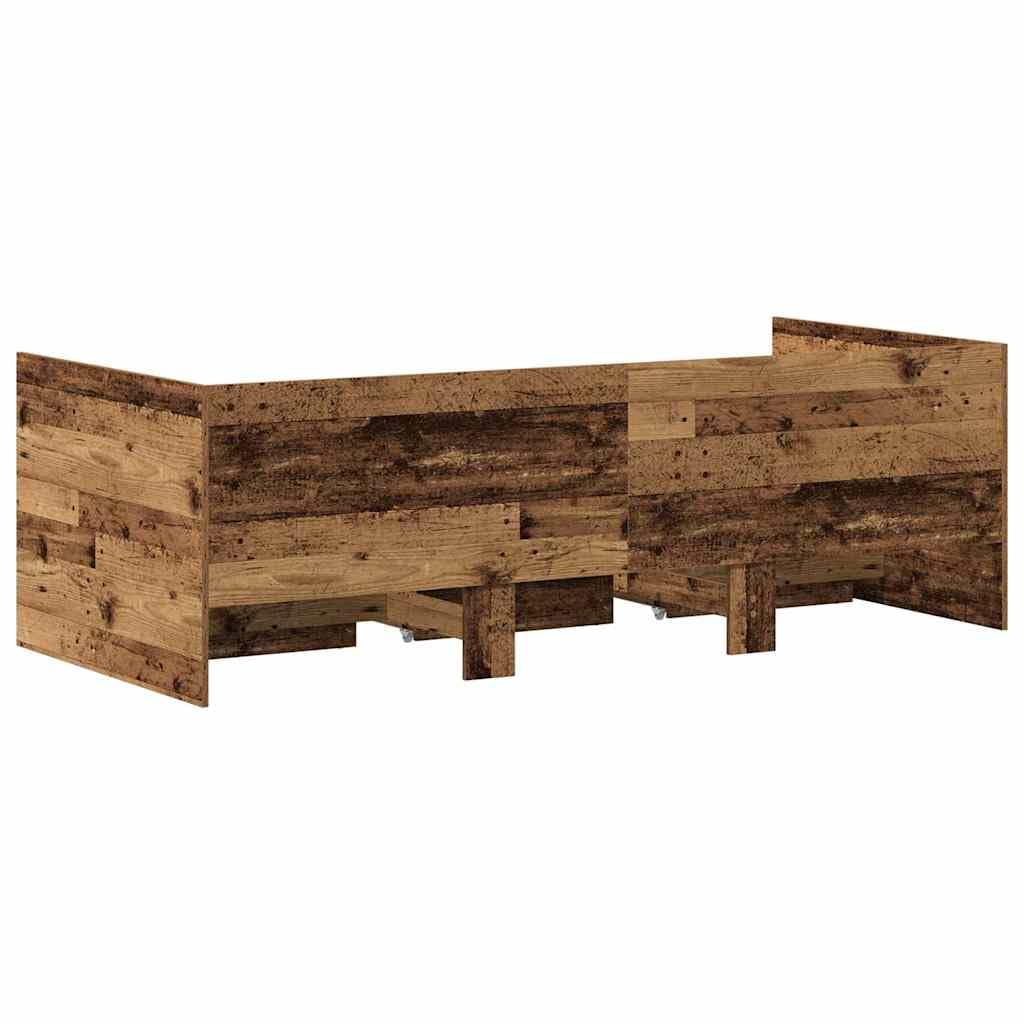 Z dużą przestrzenią do przechowywania nowoczesny minimalizm 90 x 200 cm | Łóżko dzienne Stare drewno 90x200 cm z szufladami pojemnikiem drewnopochodne klasyczne