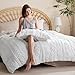 Bedsure Tufted Boho Comforter Set Twin Size - Bright White Boho Bed Set, GentleSoft™ 2 Pieces Farmhouse Shabby Chic Embroidery Bedding, Gifts for Woman, Soft Jacquard Twin Comforter for All Seasons