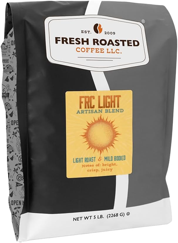 Fresh Roasted Coffee, FRC Light Roast Blend, 5 lb (80 oz), Kosher, Whole Bean