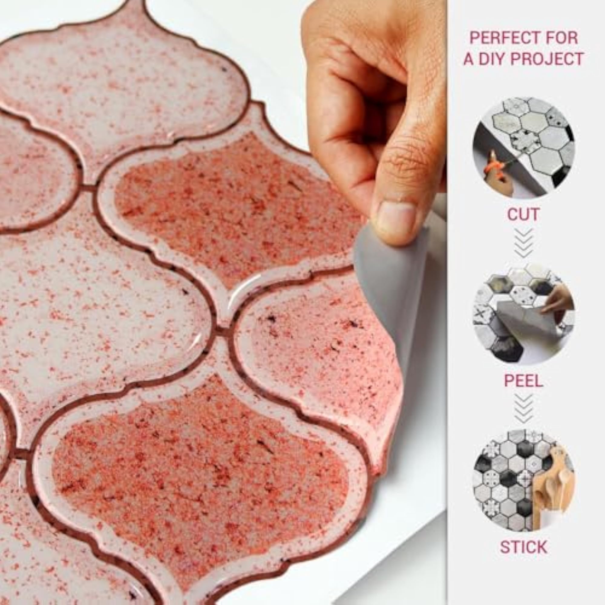 3D Orange Scallop Peel & Stick Tiles, Easy DIY Adhesive Backsplash