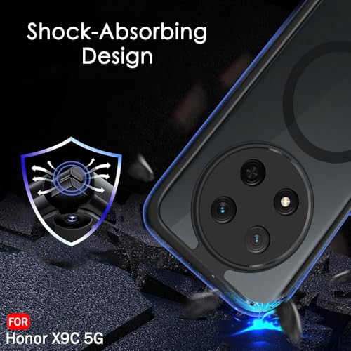 Image of TheGiftKart Hybrid Shockproof Back Cover Case for Honor X9C 5G | Hard Back Case Cover for Honor X9C 5G (PC & TPU, Translucent Smoke Matte Back, MagSafe Compatible, Black Sides)