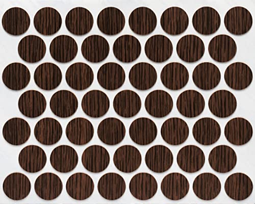 FastCap - Tapas para Agujeros de Tornillos, 9/16" (14mm) Pegatinas - Carpintería Profesional y Gabinetes - Una Lámina (53 Tapas) - PVC con Veta de Madera, Color Imperial Walnut miniatura 2