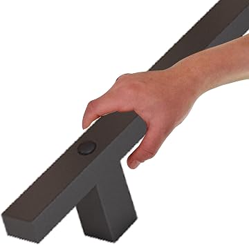 Black Square Tube Handrail 5ft 7ft 12FT 16ft Wall Mount Staircase Banister Handrail for Indoor Stairs Railings, Industrial Iron Brackets Safety Hand Rails Non-Slip Grab Handle9 FT
