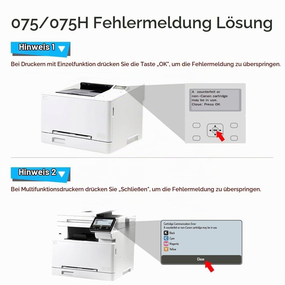 Toner 075 075H 4-Pack Compatible pour Canon I-sensys MF664Cdw MF667Cdw