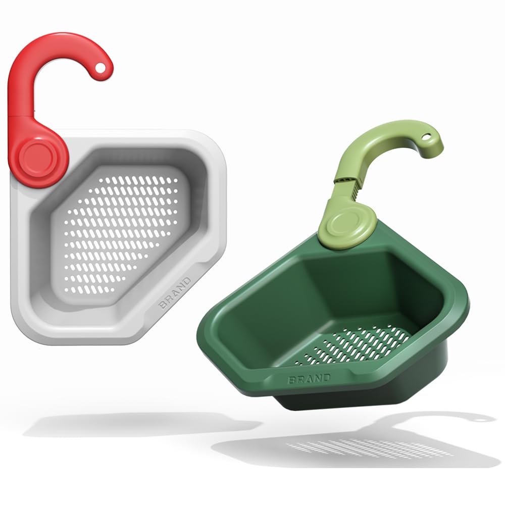 2 Pcs Swan Kitchen Sink Drain Basket, Stretchable Sink Corner Strainer, Triangle Sink Strainer Basket Filter Rack with Suction Cup, Multifunctional Disposal Garbage Food Catcher