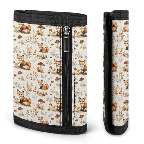Cute Mushroom Fox Print Wallet for Men, 8 Credit Card Holder Slim Minimalist Front Pocket Small Mens Bifold Wallets2