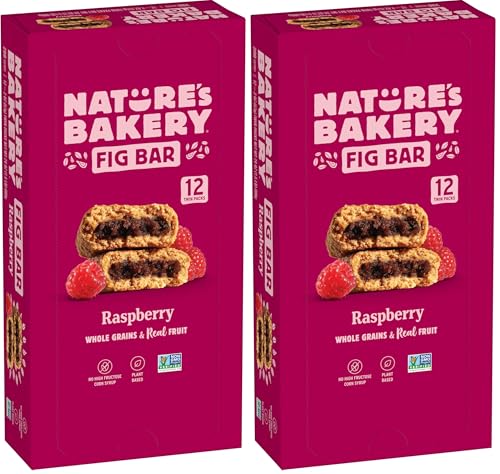 Image of Nature's Bakery Whole Wheat Fig Bars, Raspberry, Real Fruit, Vegan, Non-GMO, Snack bar (Pack of 24)