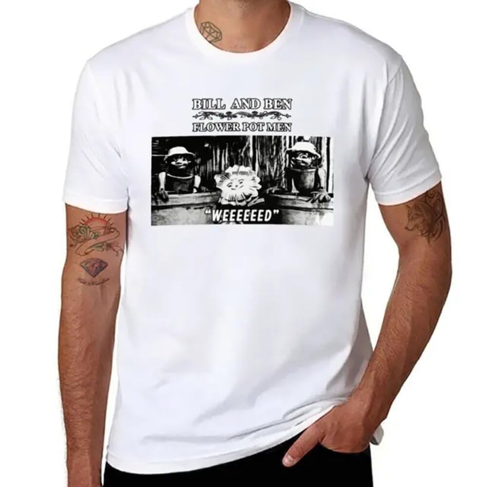 Mkcshcbv Men's White Bill And Ben T-Shirt T-Shirt Man Clothes Black T Shirt Clothing Xxl