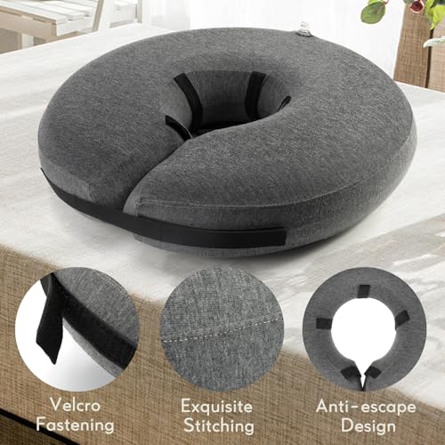 MIDOG Inflatable Dog Neck Donut Collar Alternative After Surgery, Soft Protective Recovery Cone for Small Medium Large Dogs and Cats Puppies - Alternative E Collar (Gray, L)