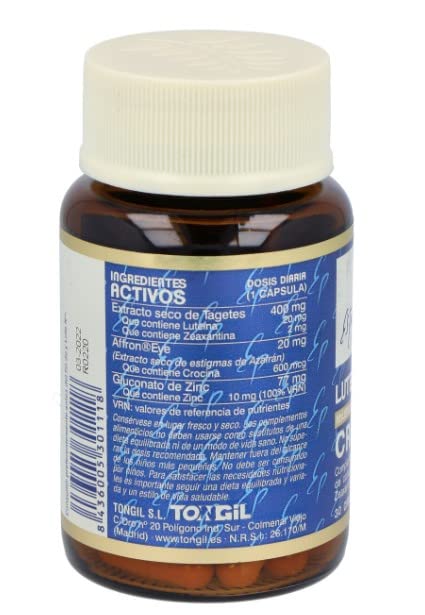 Tongil Luteina 20mg, Crocina Estado Puro - 30 Cápsulas (Pack 3 und.)