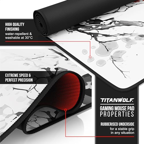 TITANWOLF - XXL Mouse Mat - Mouse Pad 1200 x 600 x 3mm –Speed Gaming Mouse Pad - Extra Large - Table Mat Large Size - improved Precision and Speed – Design Japan Ink Painting - Image 2