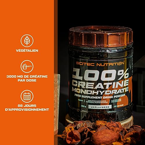 Scitec Nutrition 100% Creatine Monohydrate - Vegan - 3g par portion - Boost de performance pour les exercices de haute intensité - 300 g, non aromatisé – Image 3
