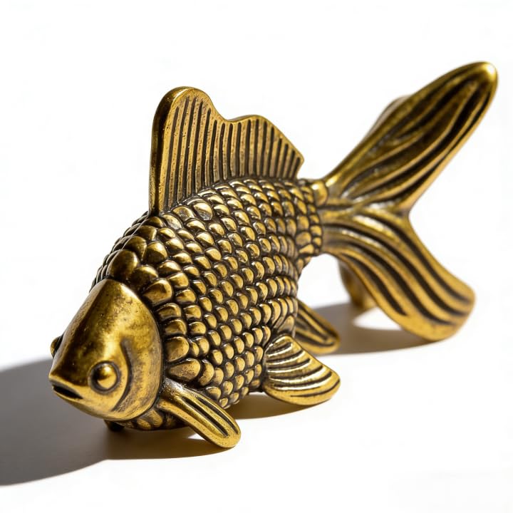 Figura de pez dorado de bronce retro para decoración miniatura 1