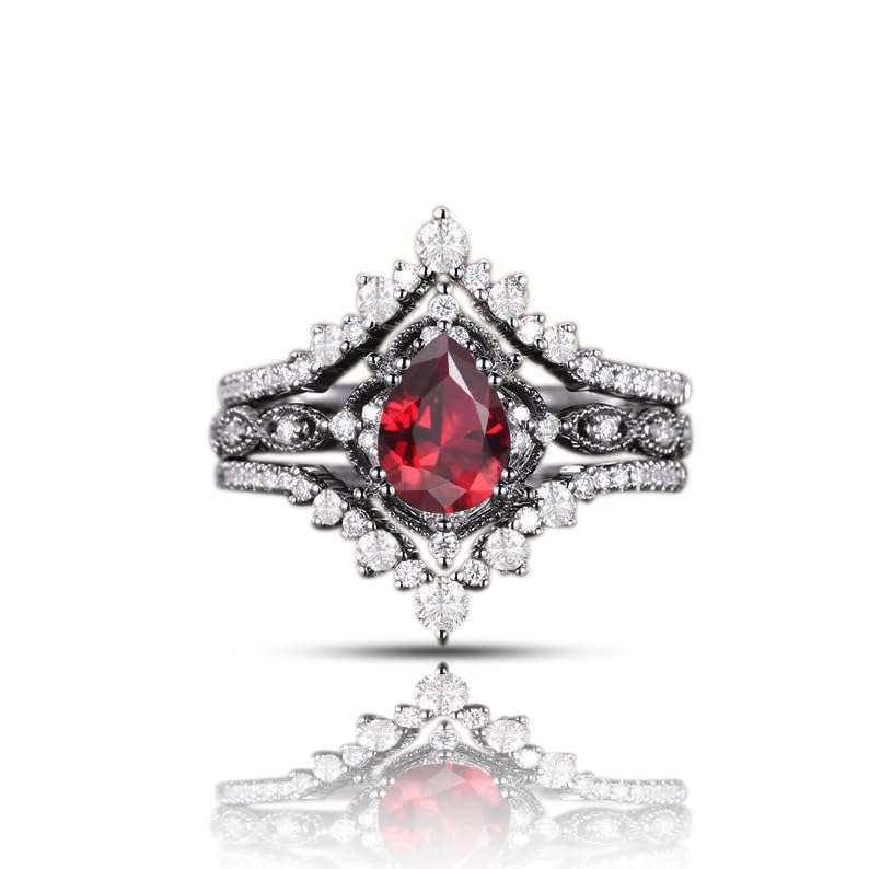 Bague fiançailles argent poire bleue à porter au quotidien : duo mariage 925