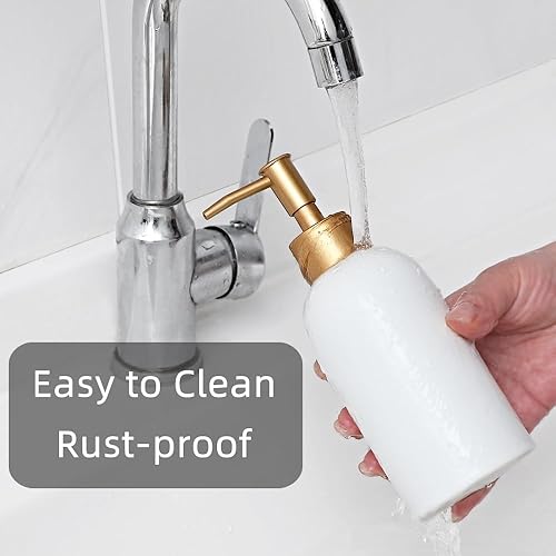 Miniatura 4 de Dispensador de jabón cilíndrico clásico, botella de cerámica multicolor con bomba a prueba de óxido dorada (gris)