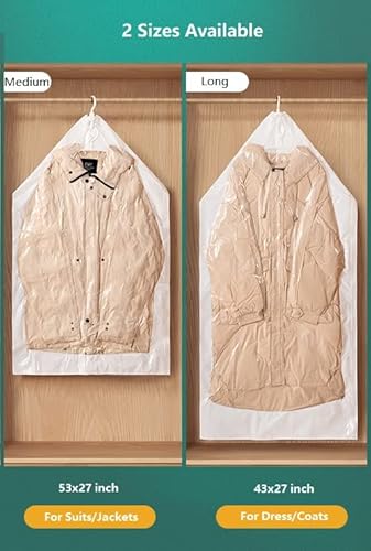 Hanging Vacuum Space Saver Bags 6 Pack, Closet Organizer Storage Bags, Vacuum Seal Clear Bags For Clothes, Suits, Dress Or Jackets #TOP5