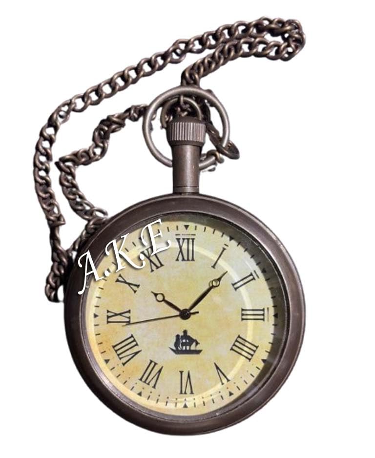 Antique Indian Style Metal Men Women Watch/Pocket Watch with Long Chain Pendent Type-image-1