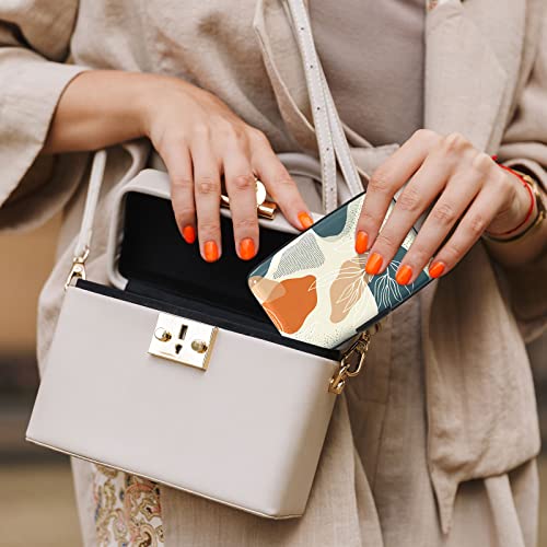 Image of Credit Card Holder, Mini Aluminum Card Wallet RFID Blocking Slim Metal Hard Card Case for Women Men, White Leaves
