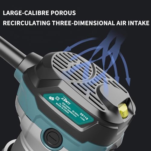 Bild 6 - DNTI Oberfräse, 710W Kantenfräse, 10000-30000 U/min, 6 Geschwindigkeitsstufen, 2 Klemmen mit 1/4 Zoll (6 mm) und 8 mm, Profi-Laminiergerät mit Zubehör,Holz Kantenfräse Multifräse Feste Basis