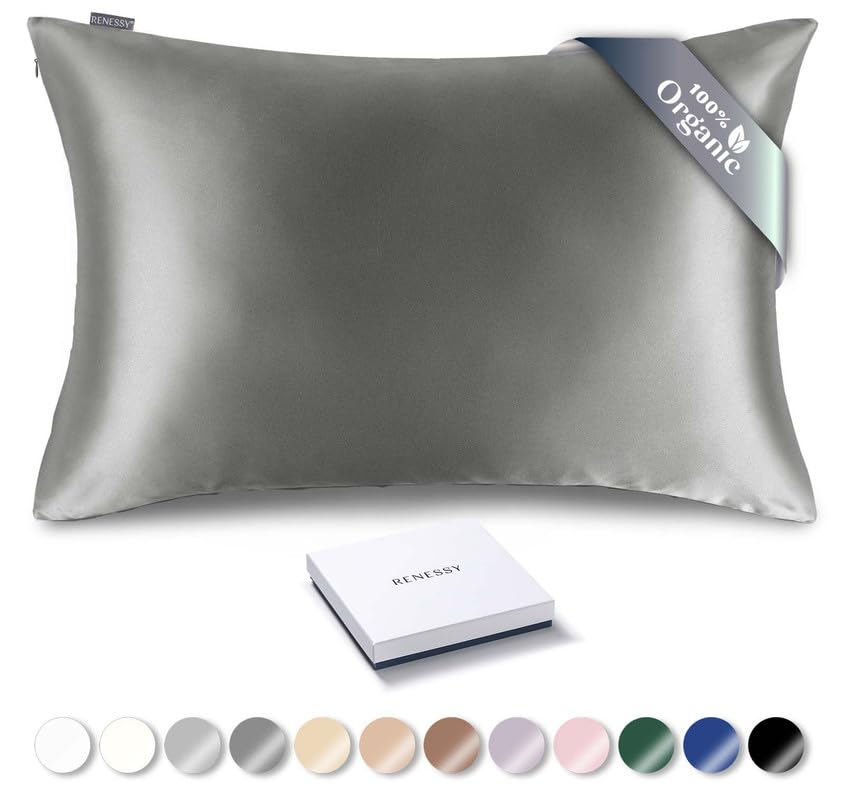 RENESSY Premium Silk Pillowcase 100% Organic Mulberry Silk, 22 Momme, Grade 6A, Oeko-Tex Certified in Germany