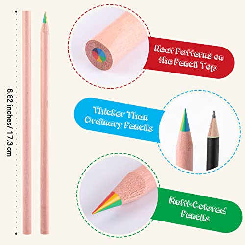 Chengu CG-CHENGU-3846 48 Pcs Rainbow Colored Pencils, 7 Color In 1 Rainbow Pencil For Kids, Wooden Colored Pencil Multi Colored Pencils Bulk thumb #3