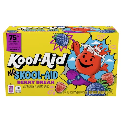 Kool-Aid No Skool-Aid Berry Break Drink, 10 ct Box, 6 oz Pouches