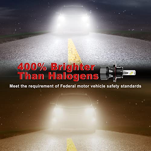 H13/9008 Led Headlight Bulbs- Dot Approved -100W 14000Lm 6500K Xenon White - High/Low Beam,Fog Light Bulb Conversion Kit - 400% Brightness,Ip68,Csp Chips,360 Degree #TOP2