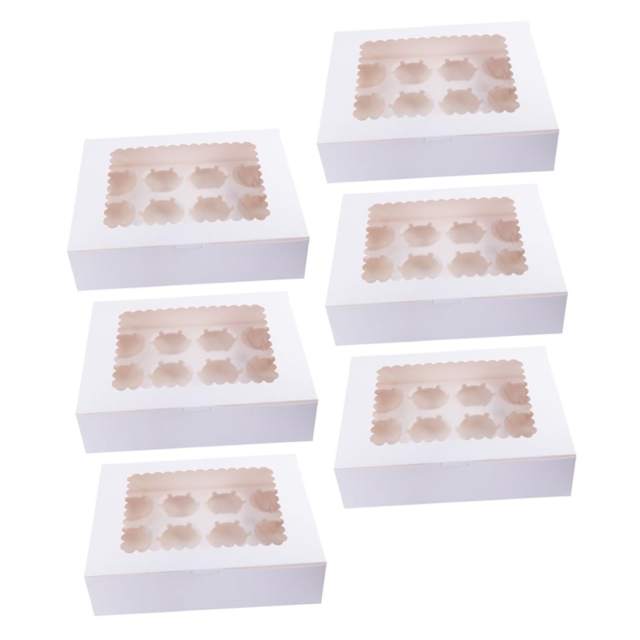 SOLUSTRE 6pcs Cake Boxes for Muffins Desserts Food-grade Storage Containers for Weddings Birthdays Parties for Treats Bakery Items