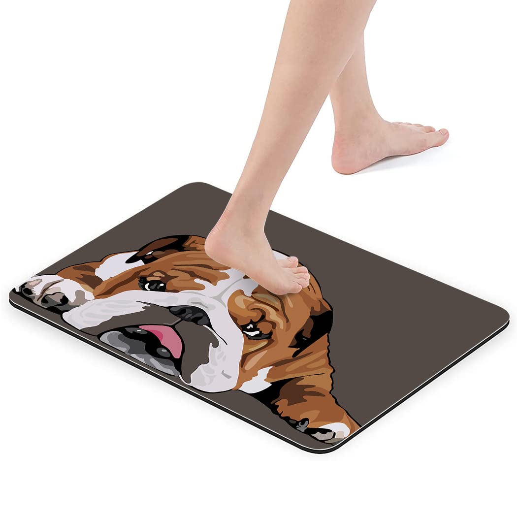 YISUMEI Funny English Bulldog Bathroom Mat, Non-Slip Super Absorption Bath Carpet with Rubber Backing - Image 4