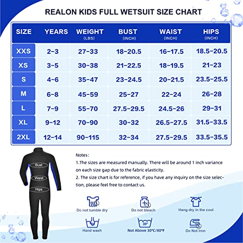 Realon Wetsuit Kids For Boys/Girls Full/Shorty Baby One Piece Wet Suit 2Mm Neoprene 3T To 12T Toddler/Infant Swimsuit For Surfing Snorkeling Swimming #TOP1