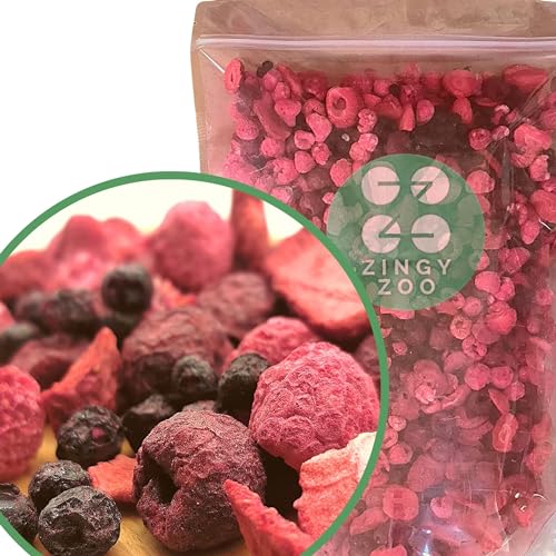 Super-Beeren Gefriergetrocknete Früchte Mix | XL 300g Trockenfrüchte Ohne Zucker | Getrocknete Früchte | Trockenfrüchte Gefriergetrocknet Erdbeeren Himbeeren Heidelbeeren Gefriertrockner ZingyZoo