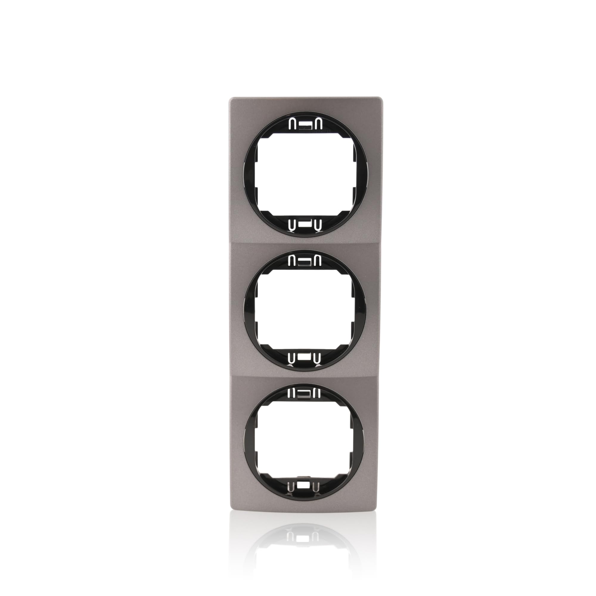 Set 3x Datenbuchse Schwarz 2xRJ45 Cat 6 FTP Ø60mm & 3fach Rahmen vertikal Anthrazit/Schwarz 80x222mm