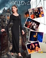 LUYANA Damen Halloween Cosplay Maxikleid Schwarz Hexen Vampir Kostüm L – Ansicht 5