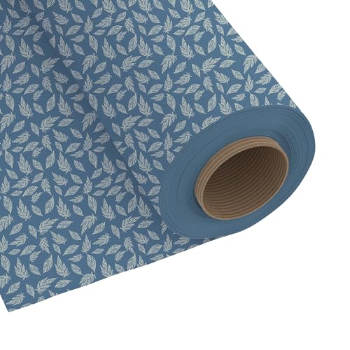 Image of Encasa XO Printed Fabric 59 inch (150 Cms) - Blue Big Leaves - Decorative Soft & Smooth, 100% Cotton Cloth for Curtains, Cushions, Dress Material, Upholstery, Bedcover - 1 Meter