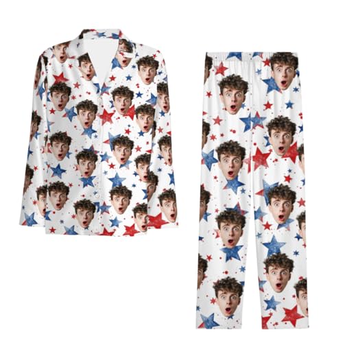 Personalized Pajamas for Men Women Anniversary Fun Gift Funny Face Printed Sleepwear