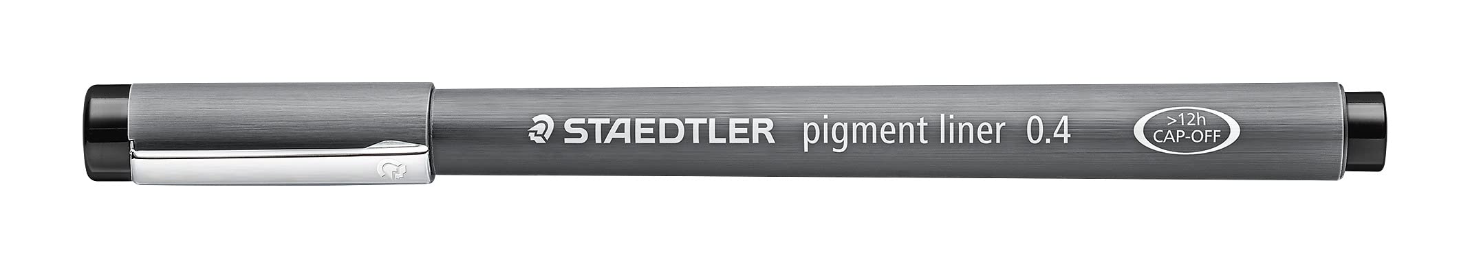 STAEDTLER schwarzer pigment liner, Linienbreite 0,4 mm, dokumentenechte Pigmenttinte, lange Metallspitze, lange Lebensdauer, 10 Fineliner im Kartonetui, 308 04-9